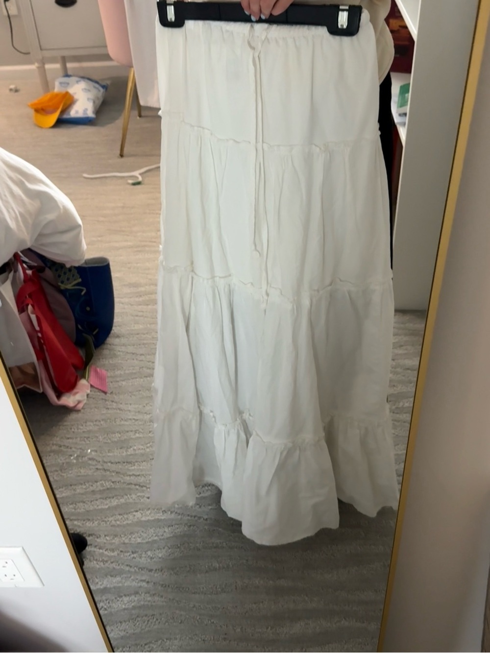 Flowy White Tiered Maxi Skirt